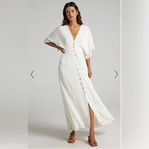 Showpo Sitting Pretty Dress in Natural